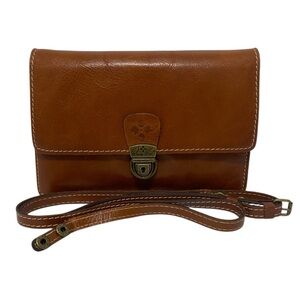 Patricia Nash Brown Leather Convertible Crossbody Clutch - Like New